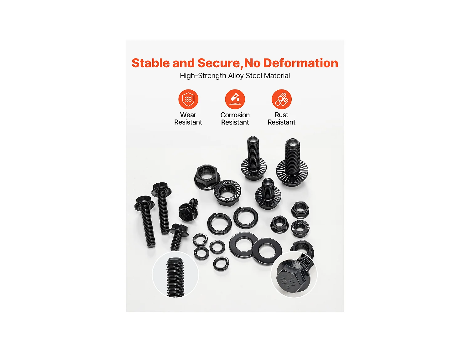 Kit Boulons et Écrous SucceBuy, 280 PCS, Vis de Machine et Rondelles Plates, Métriques Classe 10.9, Acier Allié, Plusieurs Tailles M6/M8/M10