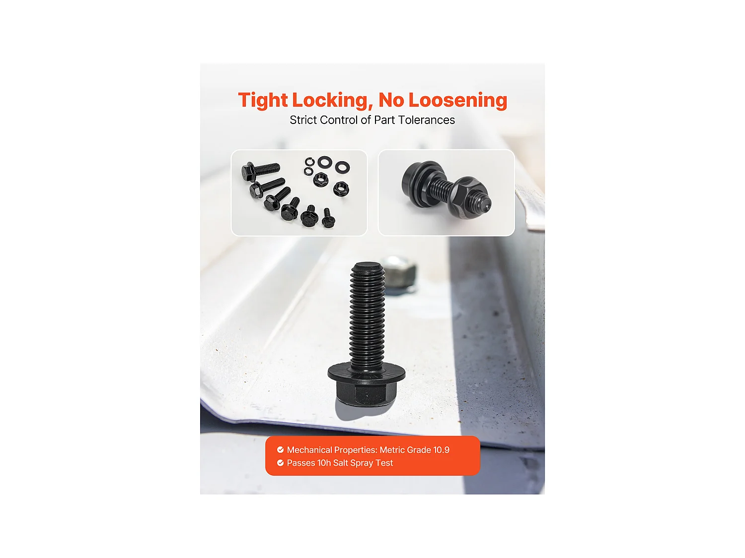 Kit Boulons et Écrous SucceBuy, 280 PCS, Vis de Machine et Rondelles Plates, Métriques Classe 10.9, Acier Allié, Plusieurs Tailles M6/M8/M10