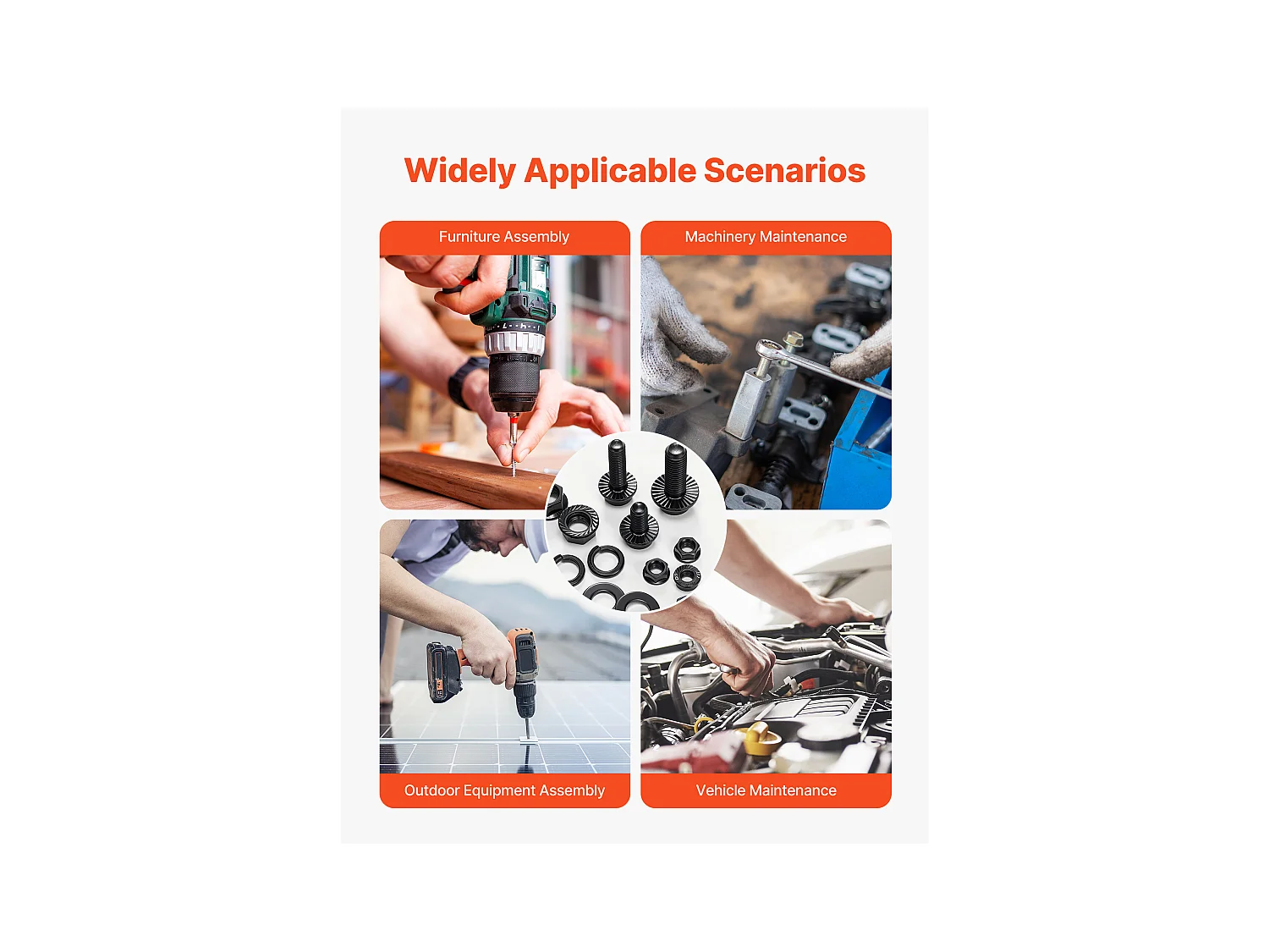 Kit Boulons et Écrous SucceBuy, 280 PCS, Vis de Machine et Rondelles Plates, Métriques Classe 10.9, Acier Allié, Plusieurs Tailles M6/M8/M10