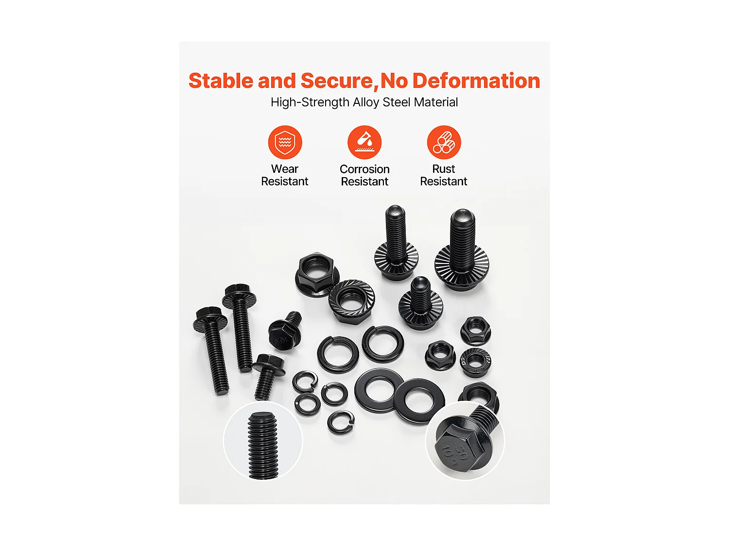 Kit Boulons et Écrous SucceBuy, 280 PCS, Vis de Machine et Rondelles Plates, Métriques Classe 10.9, Acier Allié, Plusieurs Tailles M6/M8/M10