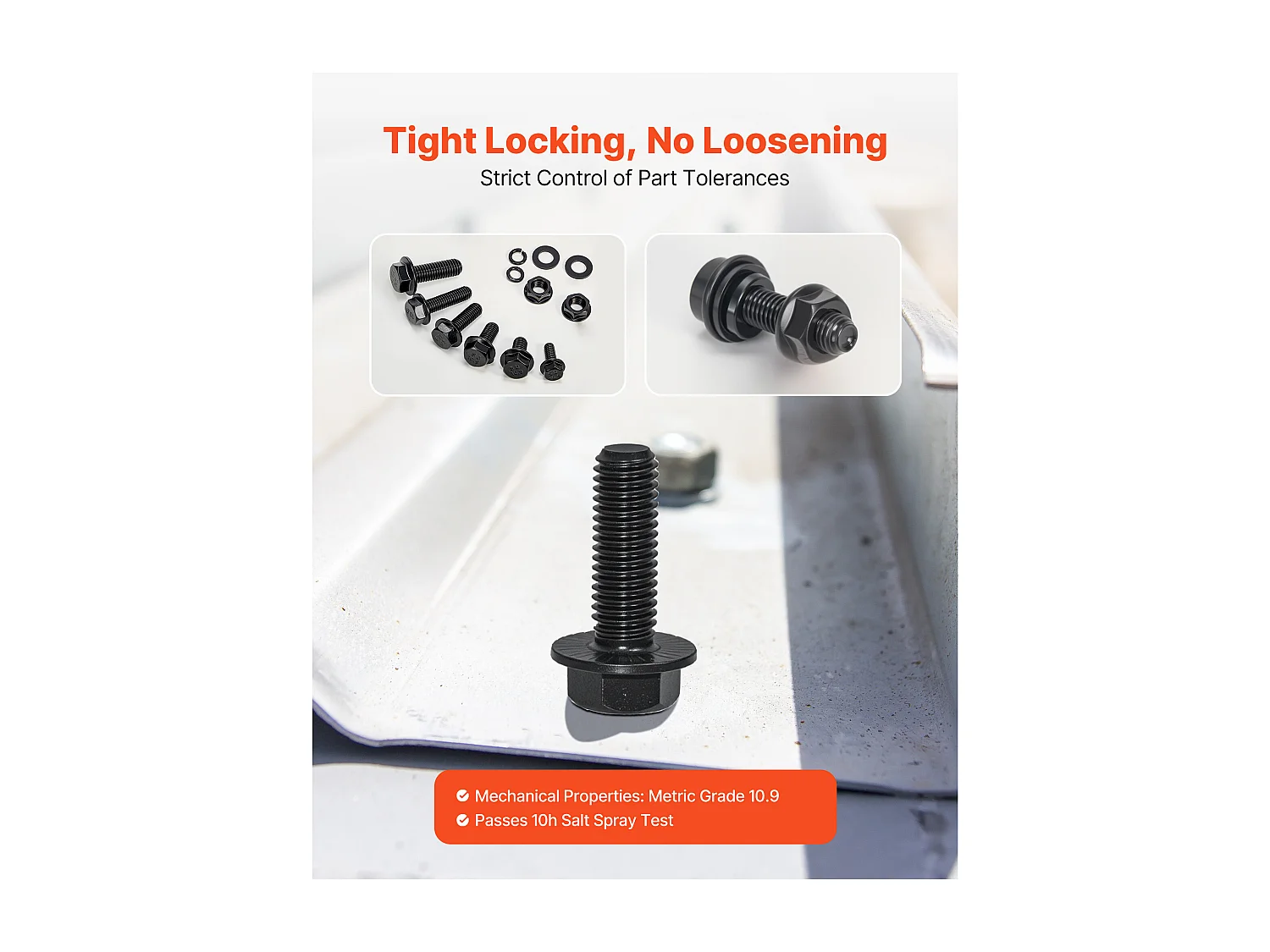 Kit Boulons et Écrous SucceBuy, 280 PCS, Vis de Machine et Rondelles Plates, Métriques Classe 10.9, Acier Allié, Plusieurs Tailles M6/M8/M10