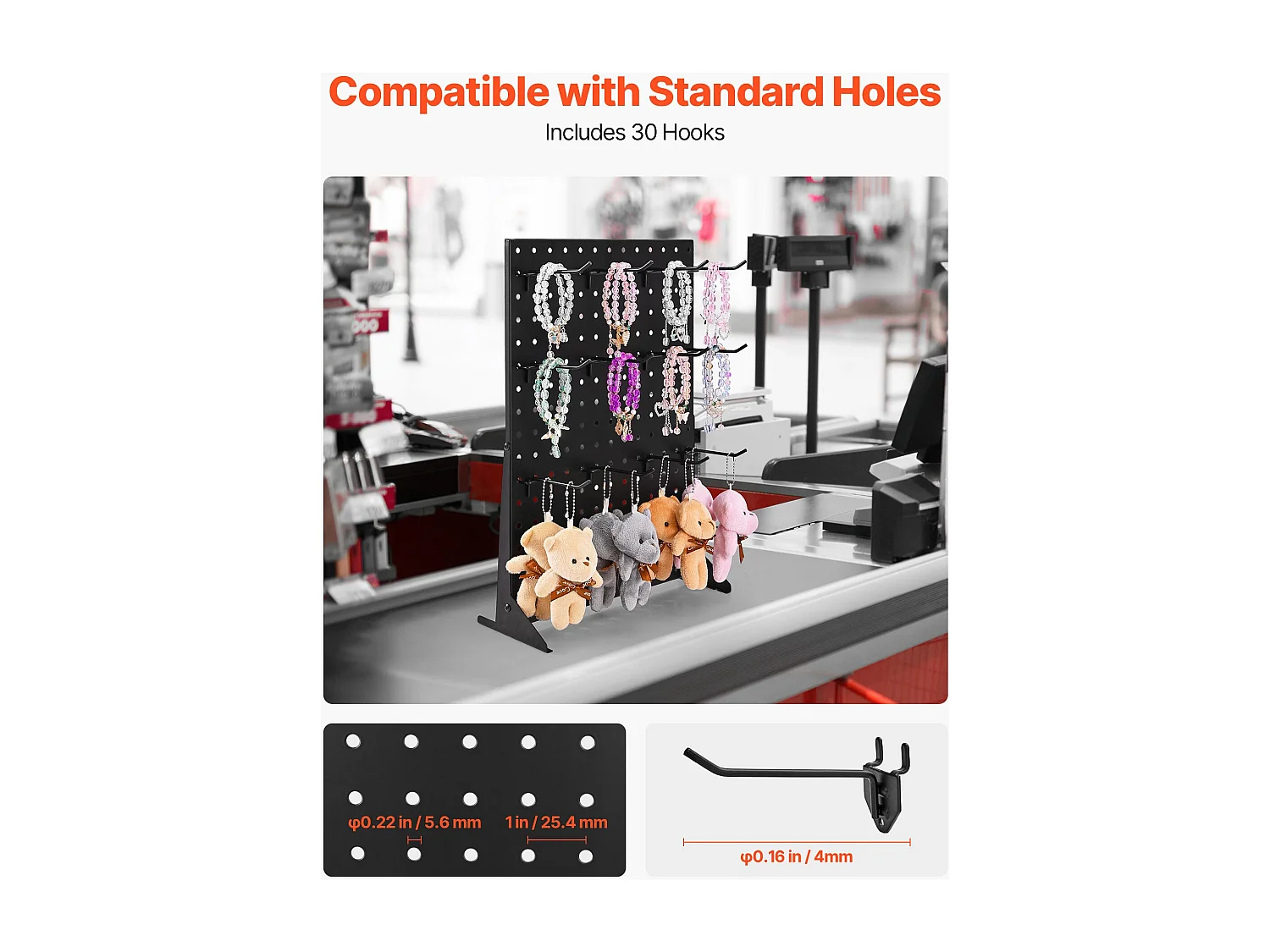 Présentoir Panneaux Perforés SucceBuy, 44 x 33,5 cm, Lot de 2, Avec 30 Crochets, Charge 5 kg, Panneau Perforé de Rangement Acier Laminé à Froid Épais