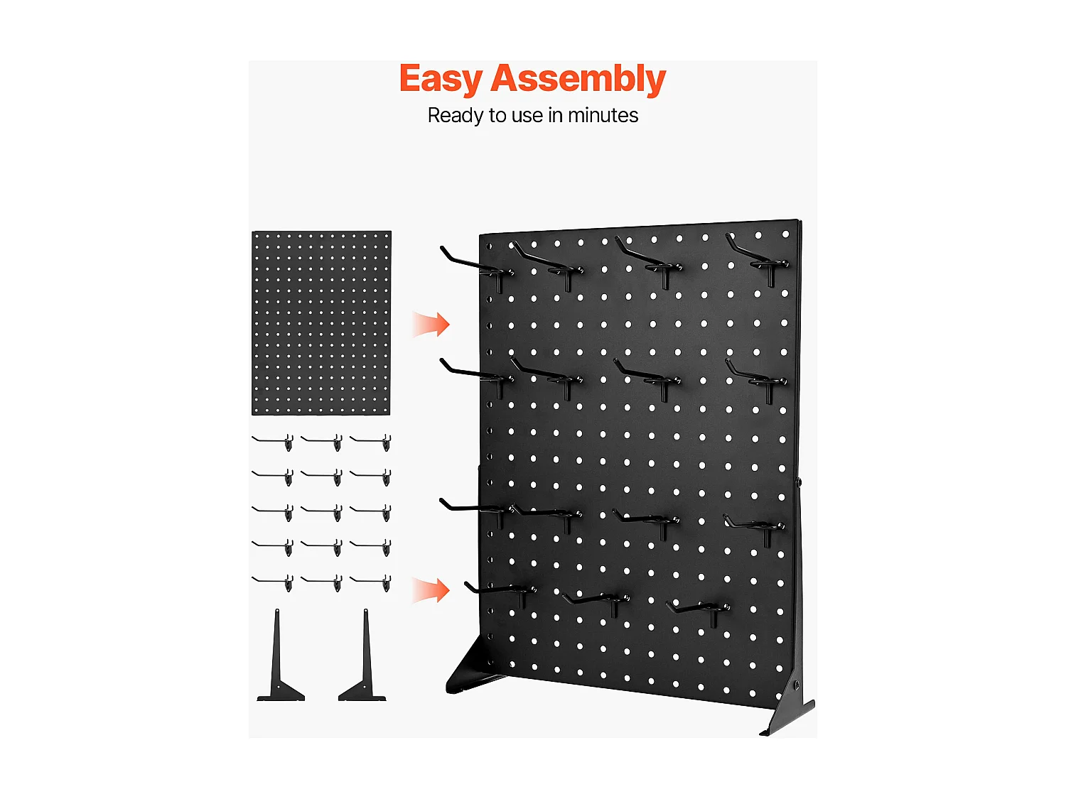 Présentoir Panneaux Perforés SucceBuy, 44 x 33,5 cm, Lot de 2, Avec 30 Crochets, Charge 5 kg, Panneau Perforé de Rangement Acier Laminé à Froid Épais