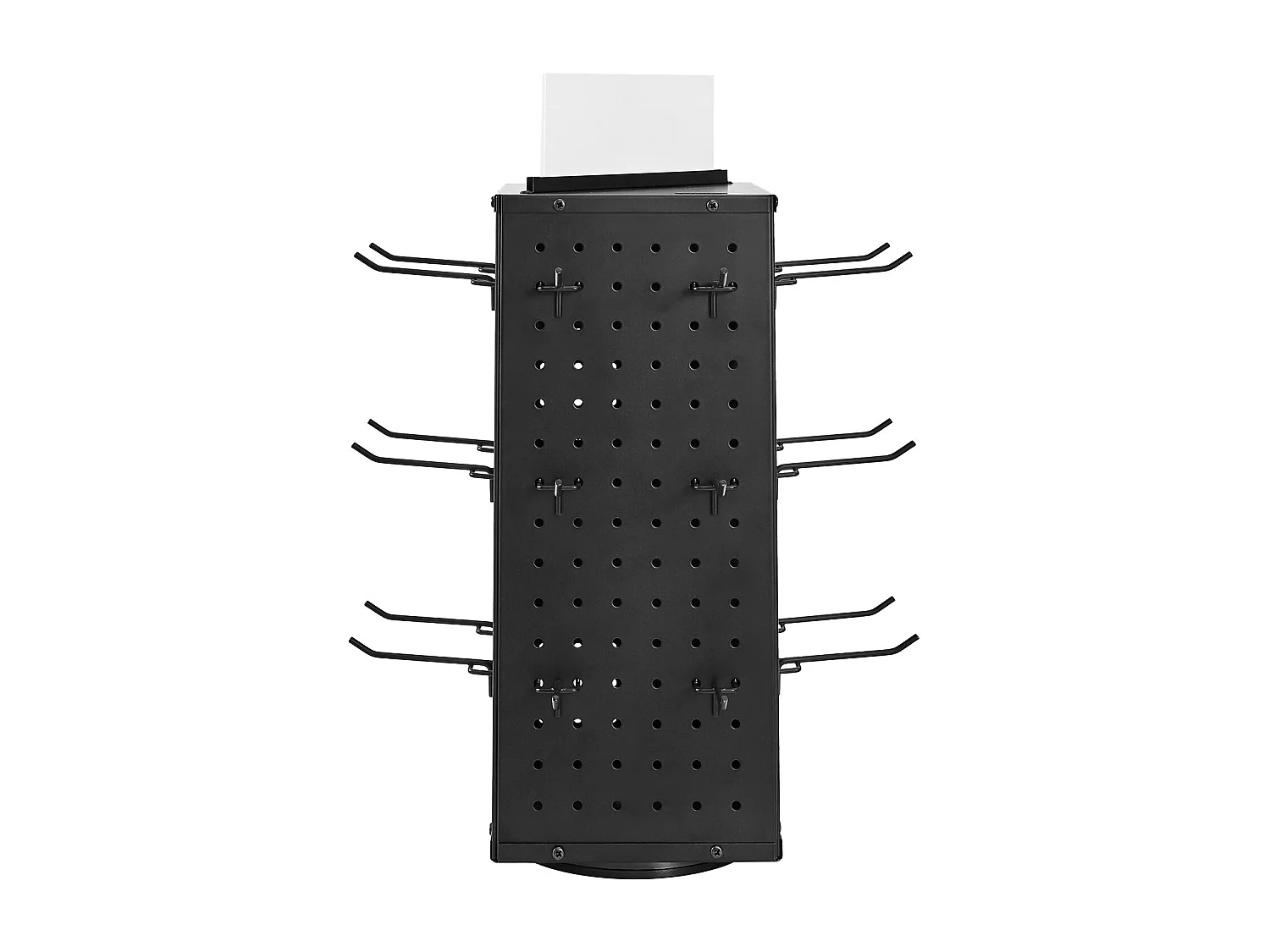 Présentoir Panneaux Perforés Rotatif SucceBuy, 18,8 x 18,8 x 52 cm, 4 Côtés, Avec 24 Crochets, Panneau Perforé de Rangement Acier Laminé à Froid Épais
