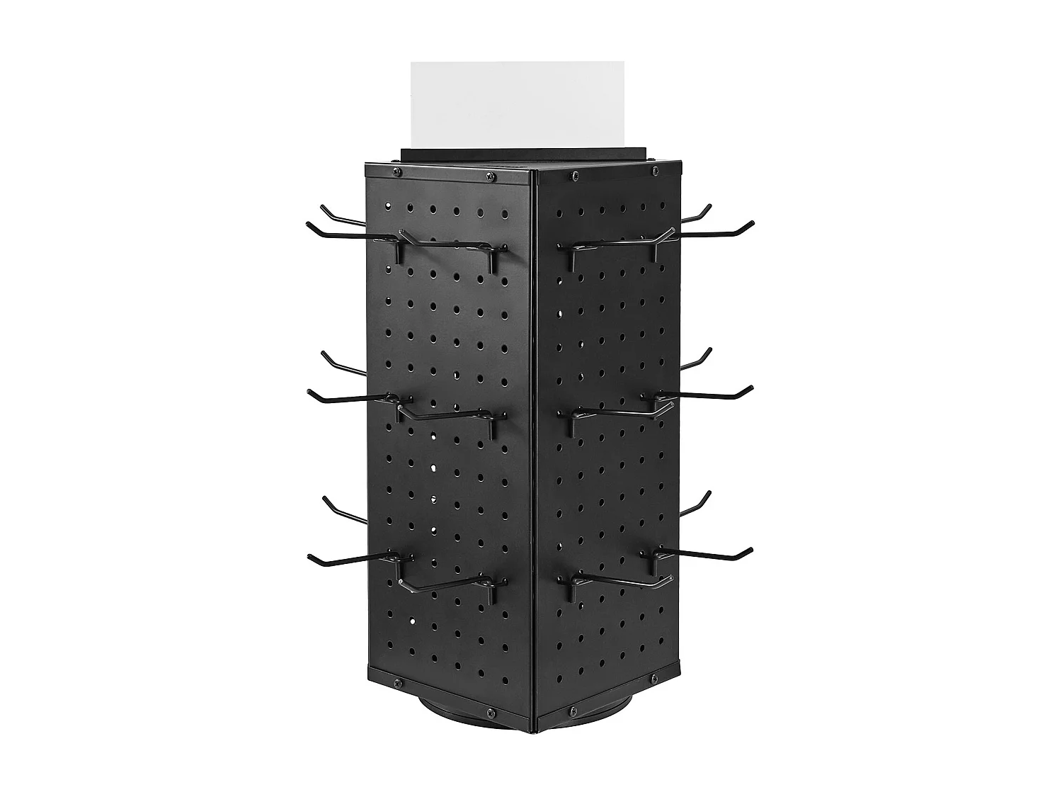 Présentoir Panneaux Perforés Rotatif SucceBuy, 18,8 x 18,8 x 52 cm, 4 Côtés, Avec 24 Crochets, Panneau Perforé de Rangement Acier Laminé à Froid Épais