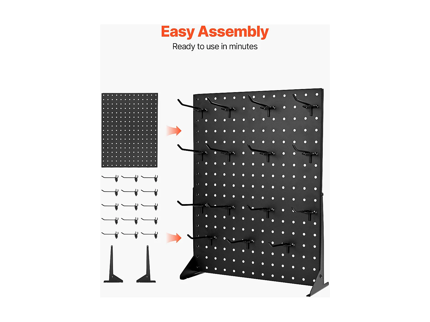Organizador de Paneles Perforados SucceBuy, 44 x 33,5 cm, con 15 Ganchos, Capacidad de Carga 5 kg, Panel Perforado de Almacenamiento de Acero Laminado