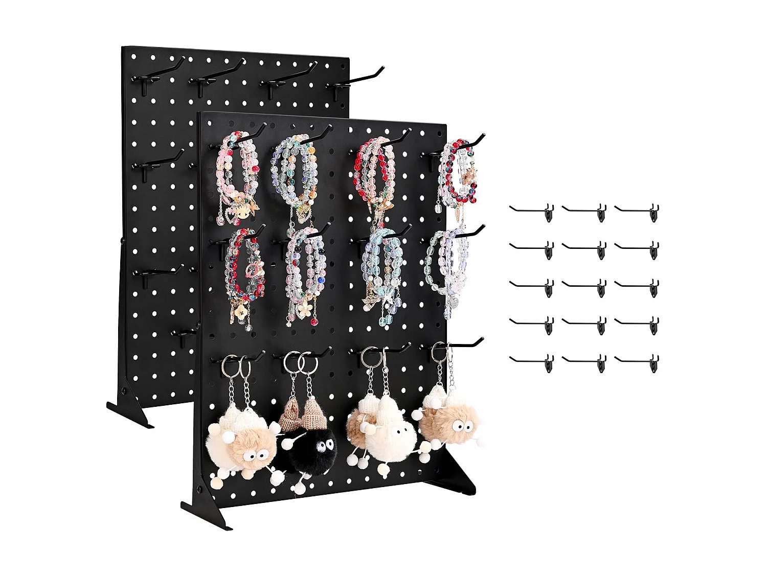 Organizador de Paneles Perforados SucceBuy, 44 x 33,5 cm, con 15 Ganchos, Capacidad de Carga 5 kg, Panel Perforado de Almacenamiento de Acero Laminado