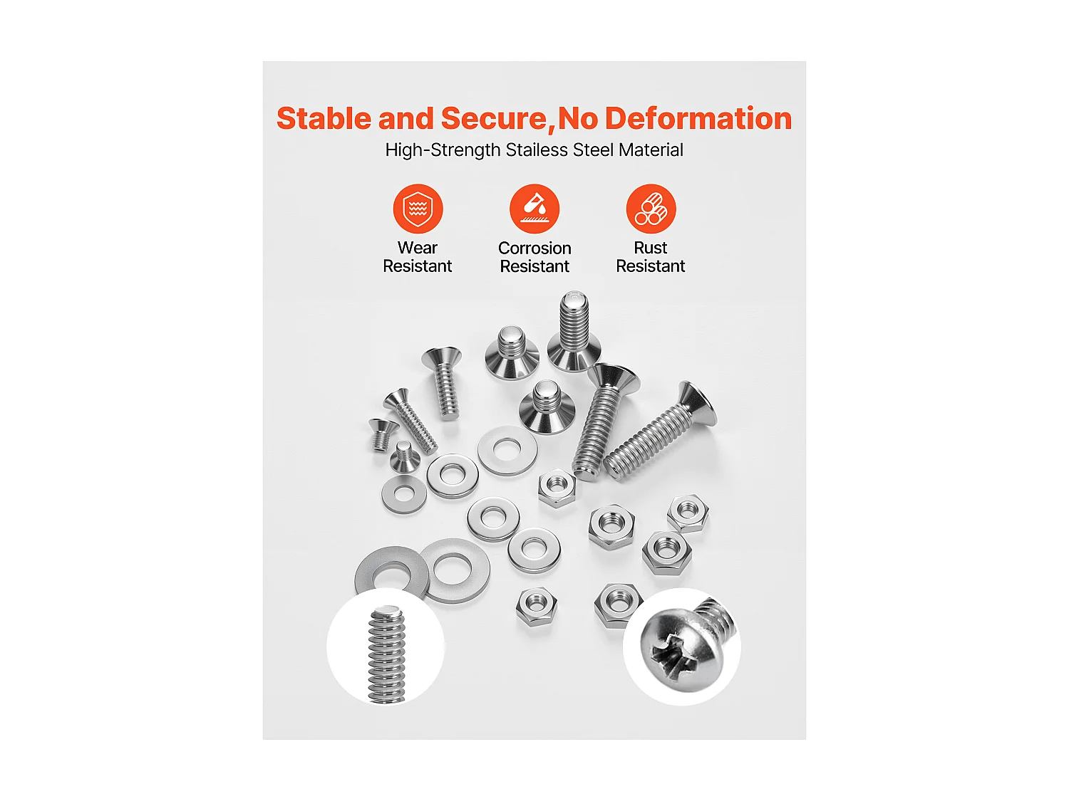 Kit Boulons et Écrous SucceBuy, 720 PCS, Vis de Machine et Rondelles Plates, Impériaux, Acier Inoxydable, Plusieurs Tailles 6-32, 8-32, 10-24, 1/4-20