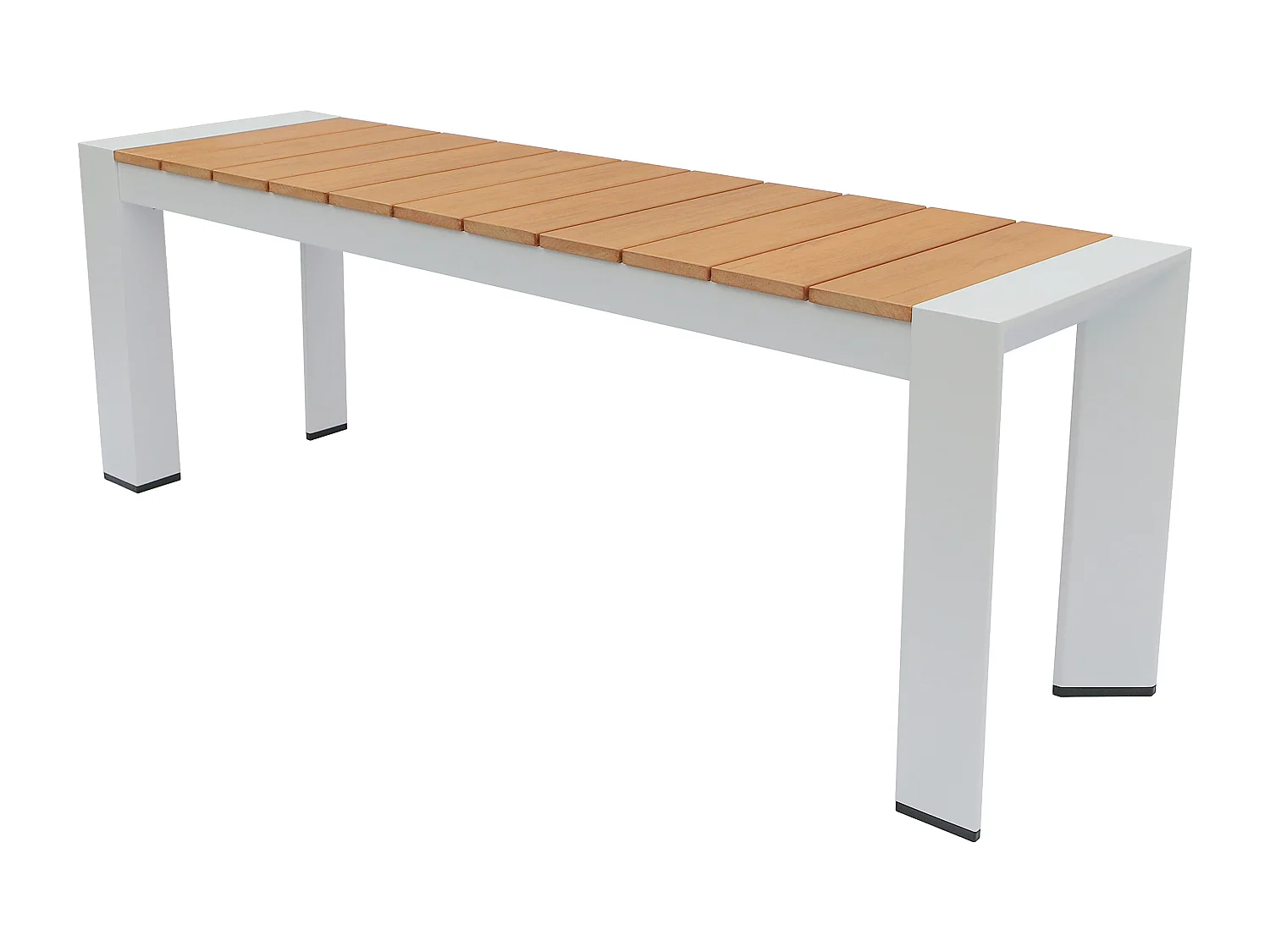 Salle à manger de jardin en aluminium : une table L.150 cm et 2 bancs - Naturel clair et blanc - NYROS de MYLIA