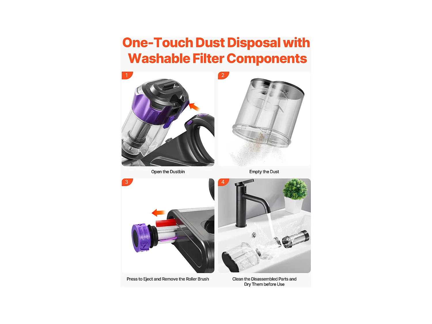 Aspirateur Matelas Anti-acariens SucceBuy 550 W, Aspirateur à Main Avec Aspiration Puissante 18 kPa, Double Bac à Poussière, Filtre HEPA Et Chauffage