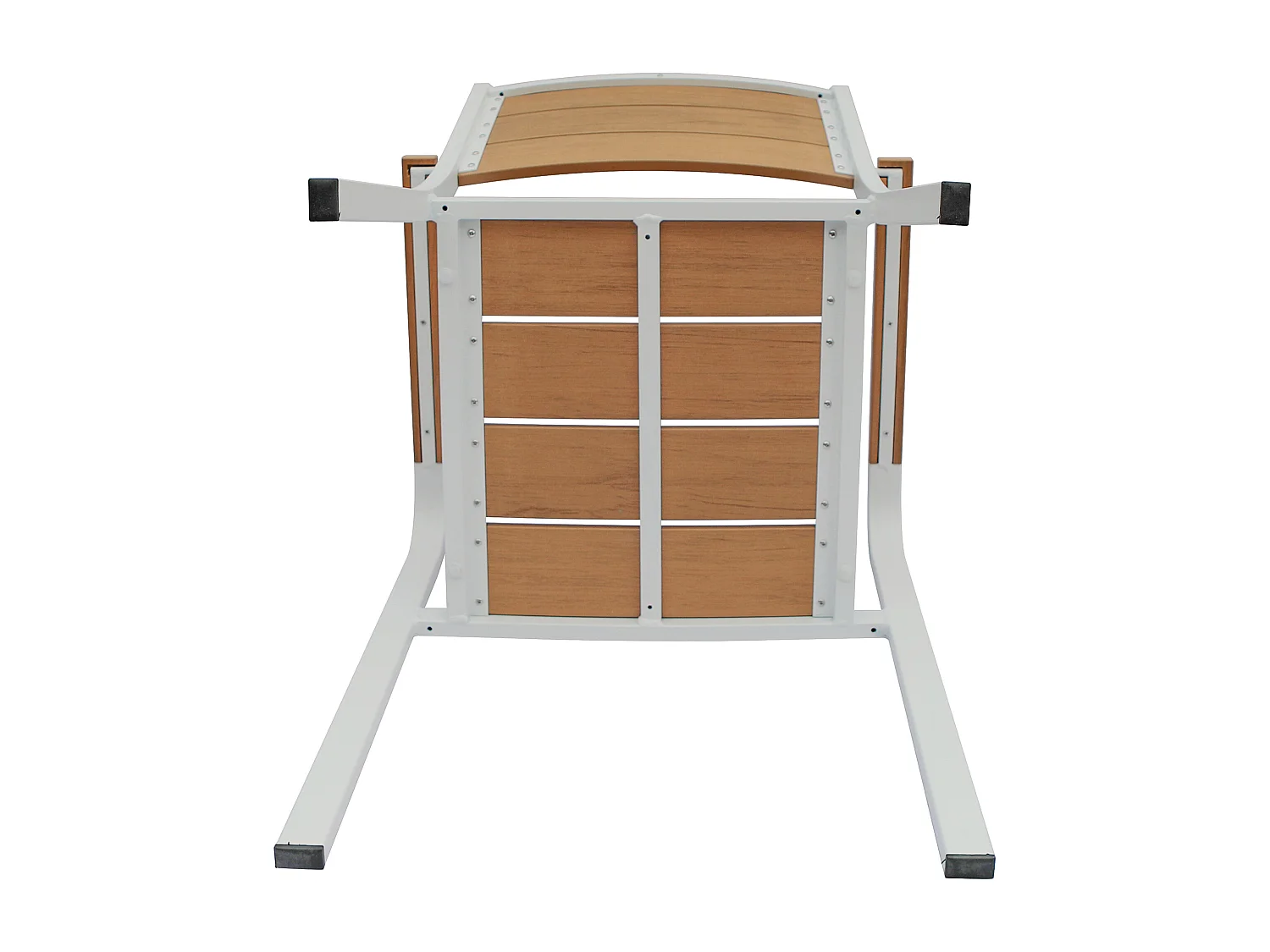 Salle à manger de jardin en aluminium : une table L.80 cm et 2 fauteuils empilables - Naturel clair et blanc - NYROS de MYLIA