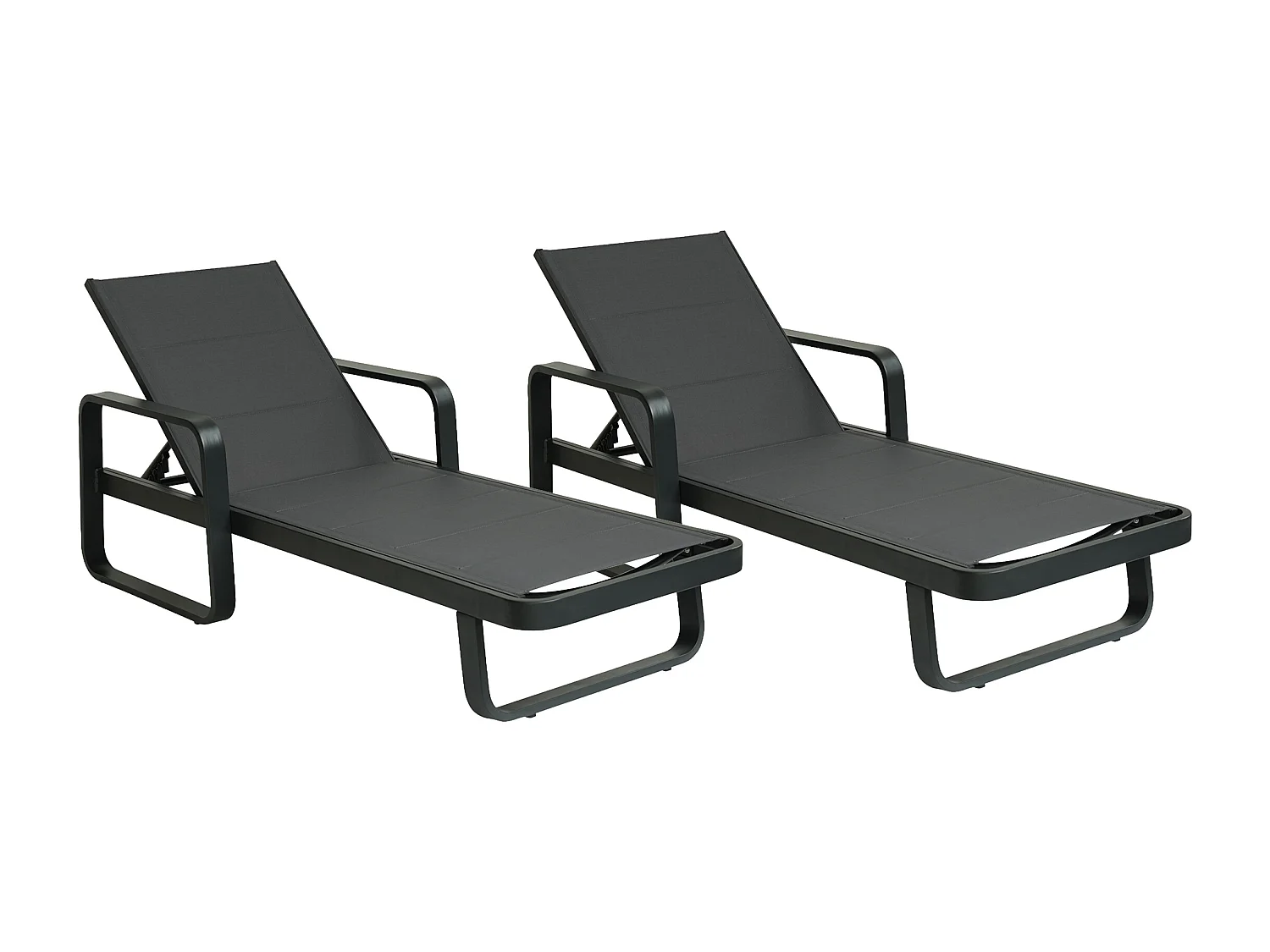 Lot de 2 bains de soleil en aluminium et textilène - Anthracite - KILA de MYLIA