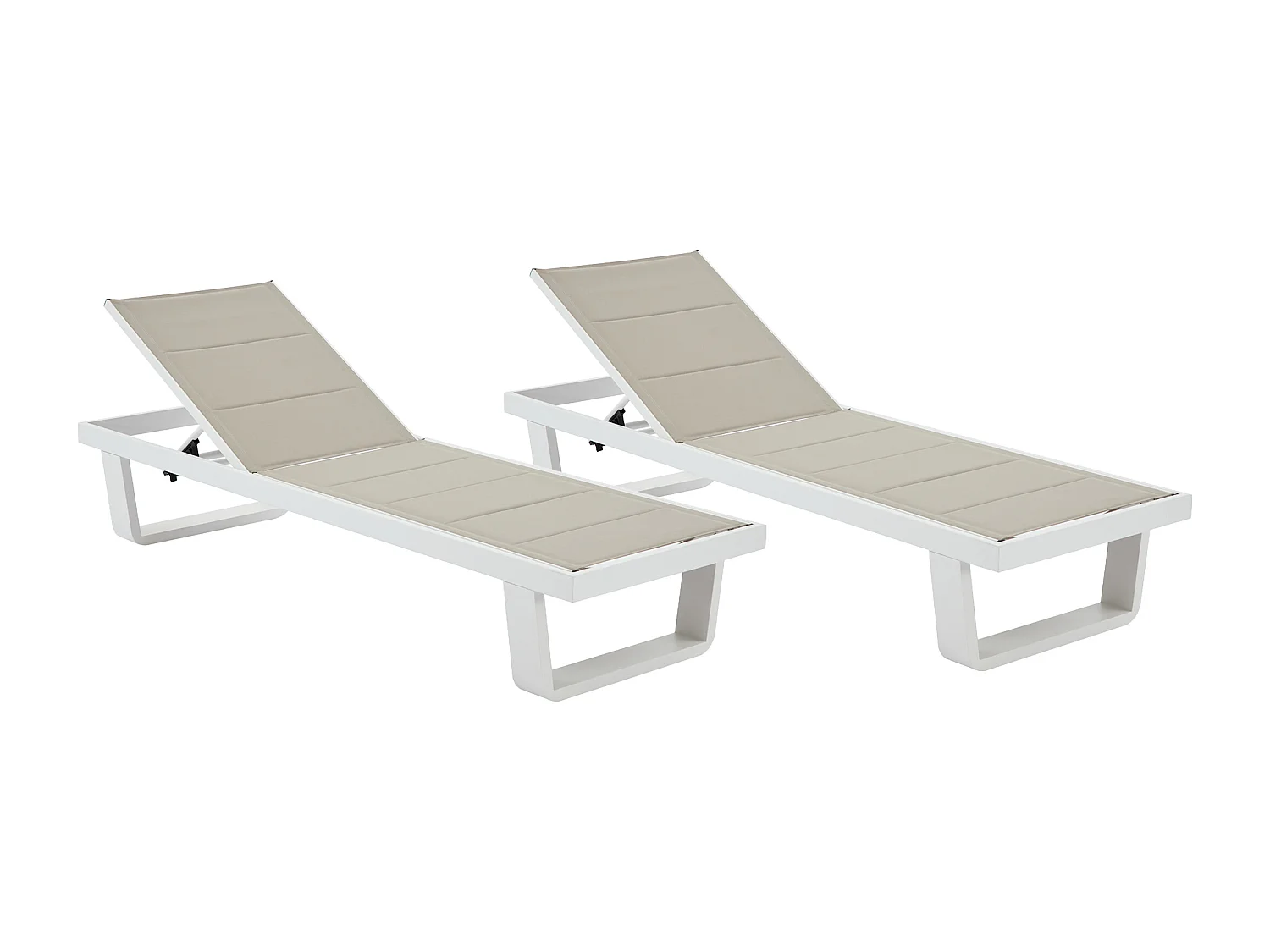 Lot de 2 bains de soleil en aluminium et textilène - Gris et blanc - NABUNA de MYLIA