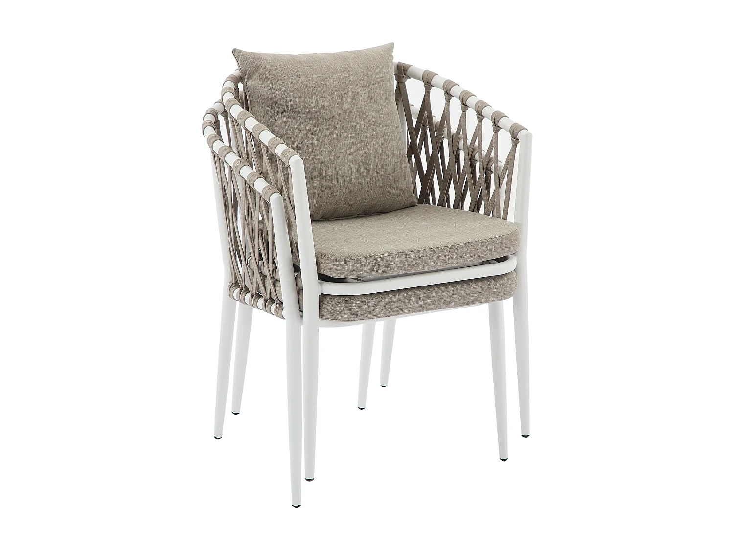 Lot de 2 fauteuils de jardin en aluminium et corde tressée - Beige avec coussins - MISSO de MYLIA