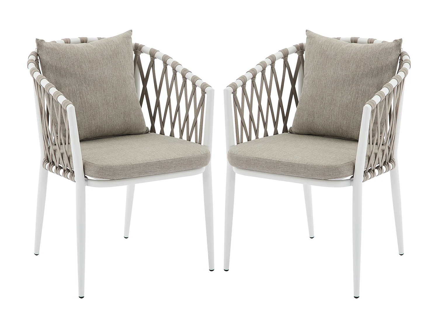 Lot de 2 fauteuils de jardin en aluminium et corde tressée - Beige avec coussins - MISSO de MYLIA