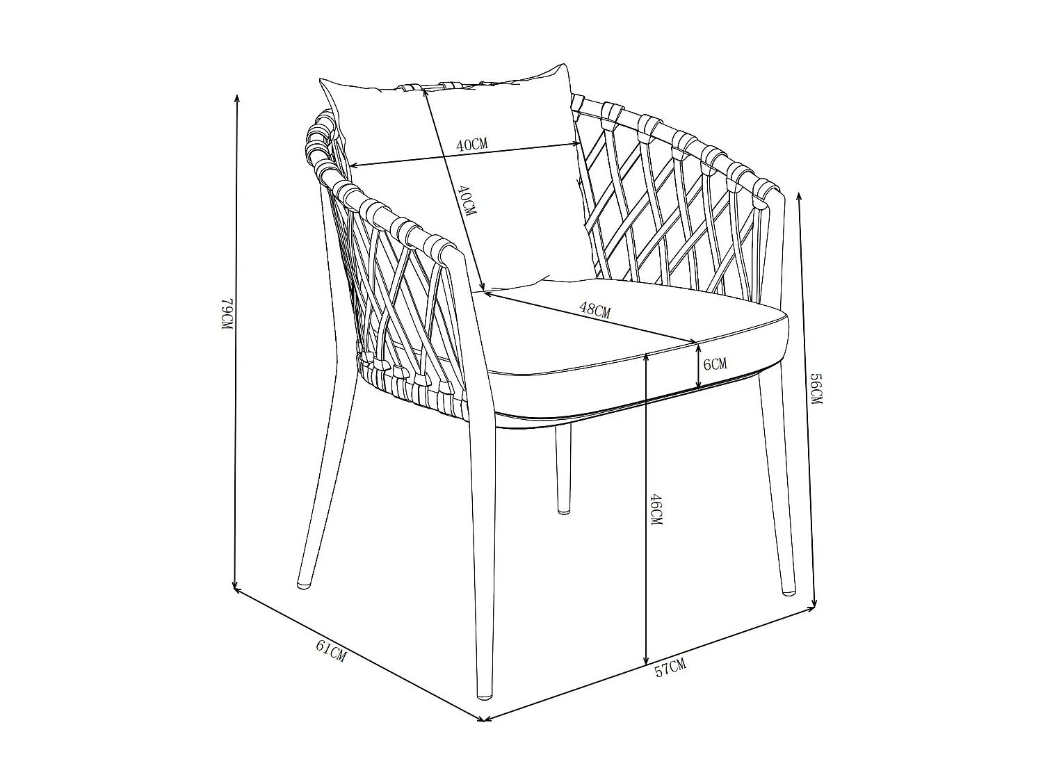 Salle à manger de jardin en aluminium et corde tressée : une table L.150 cm et 4 fauteuils - Naturel clair et blanc - MISSO de MYLIA