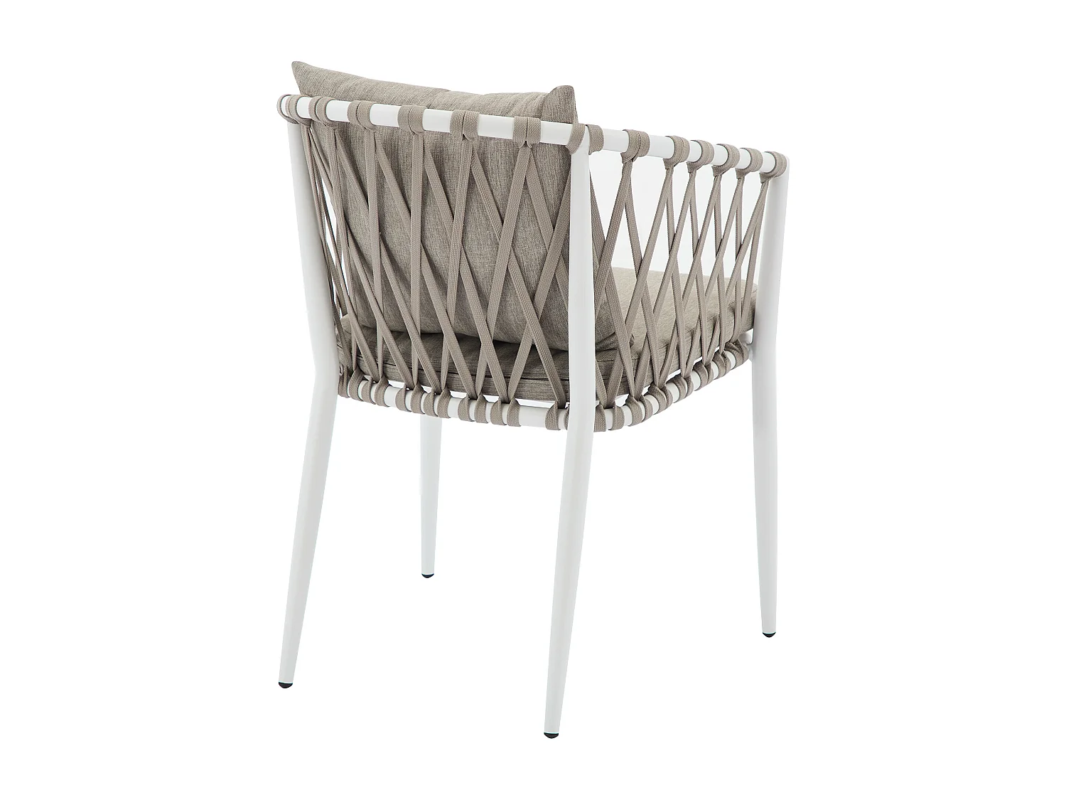 Salle à manger de jardin en aluminium et corde tressée : une table L.150 cm et 6 fauteuils - Naturel clair et blanc - MISSO de MYLIA