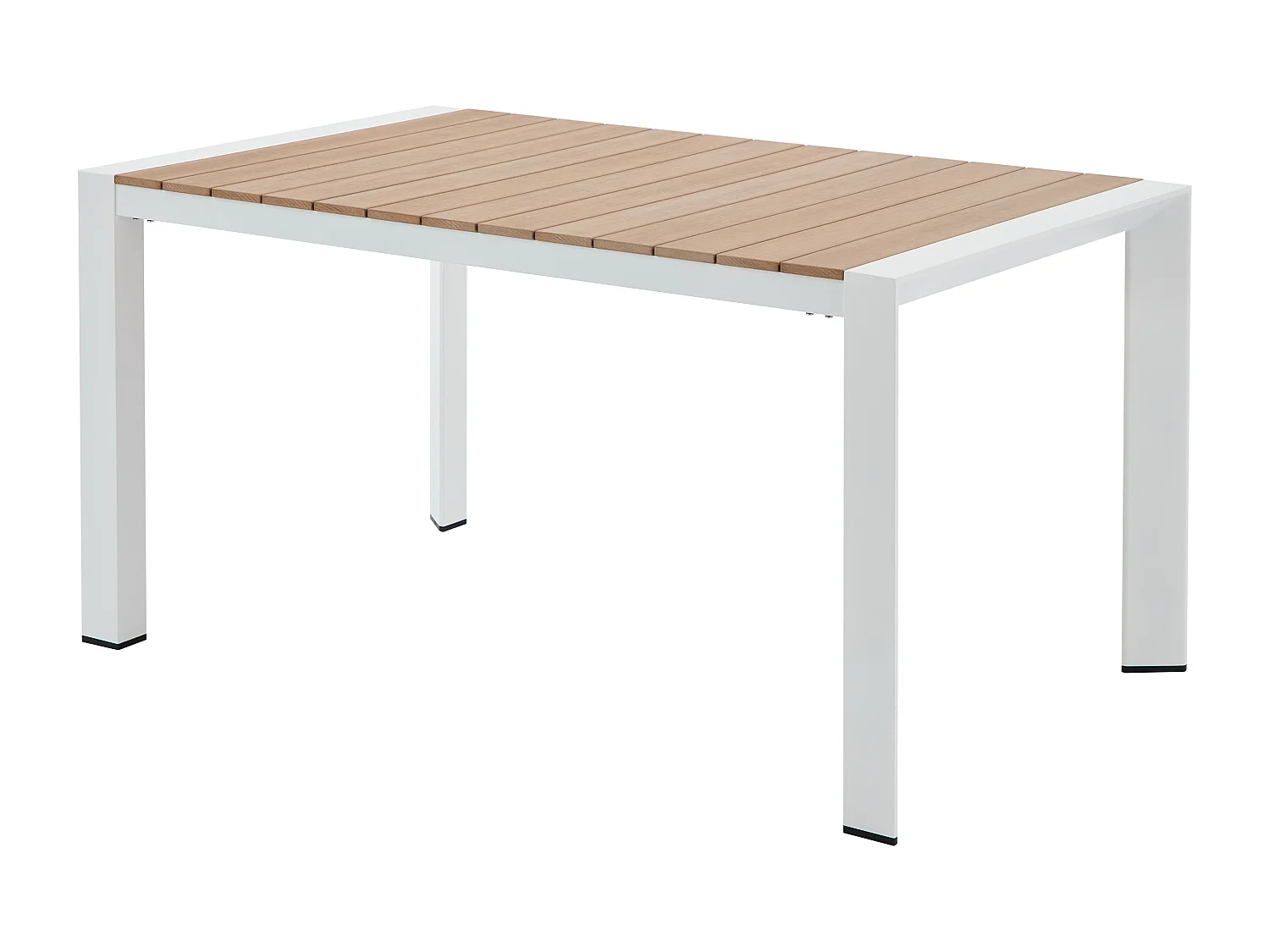 Salle à manger de jardin en aluminium et corde tressée : une table L.150 cm et 6 fauteuils - Naturel clair et blanc - MISSO de MYLIA