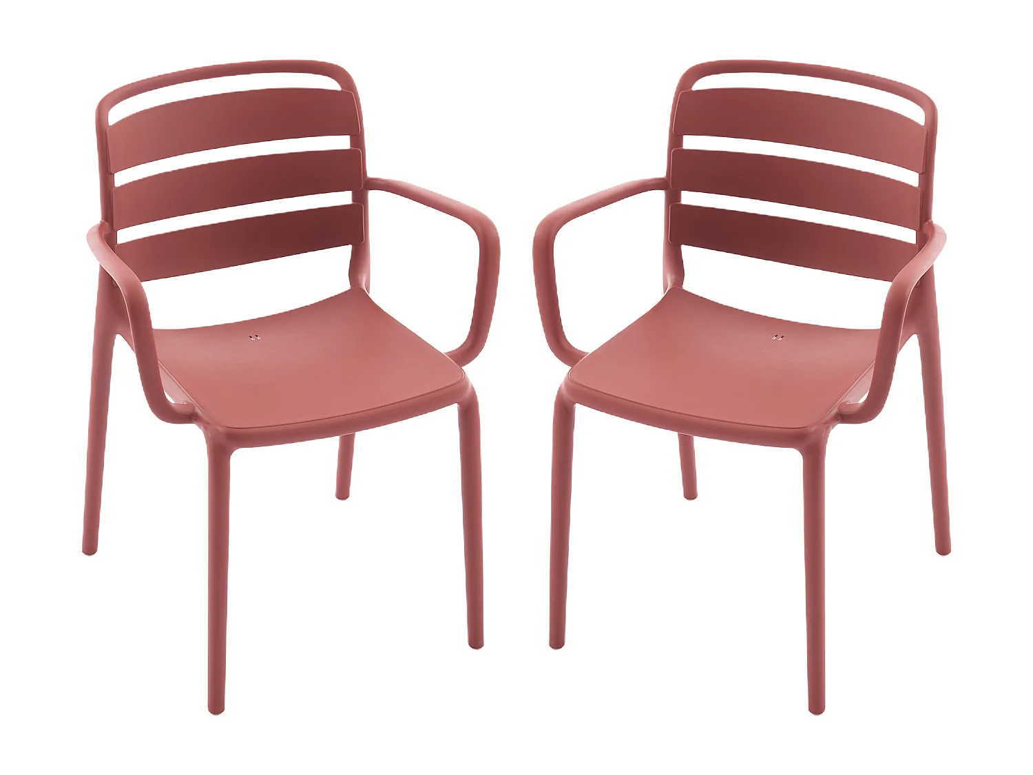 Salle à manger de jardin en polypropylène : une table L.90 cm et 2 fauteuils empilables - Terracotta - MOAH de MYLIA