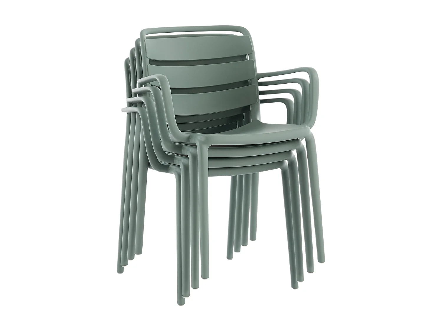 Salle à manger de jardin en polypropylène : une table L.90 cm et 2 fauteuils empilables - Kaki - MOAH de MYLIA