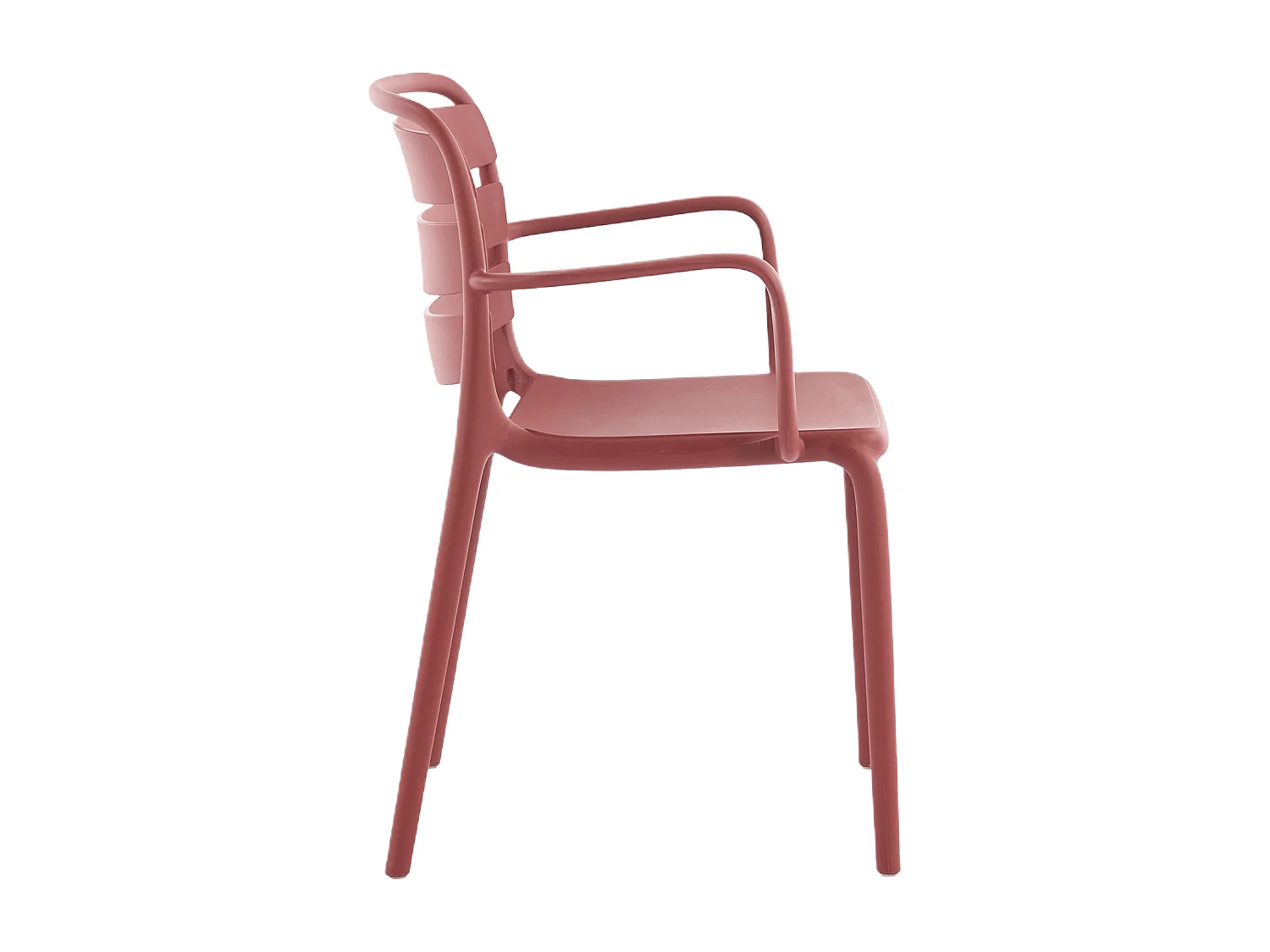 Salle à manger de jardin en polypropylène : une table L.90 cm et 4 fauteuils empilables - Terracotta - MOAH de MYLIA