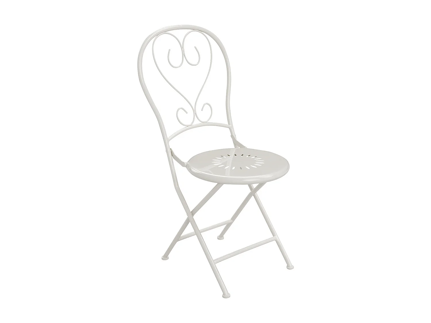 Sala da pranzo da giardino pieghevole in metallo effetto ferro battuto: un tavolo D.60 cm e 2 sedie - Bianco - GUERMANTES di MYLIA