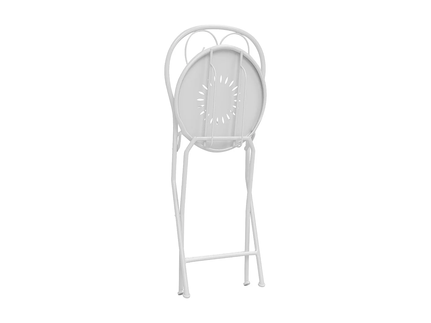 Sala da pranzo da giardino pieghevole in metallo effetto ferro battuto: un tavolo D.60 cm e 2 sedie - Bianco - GUERMANTES di MYLIA