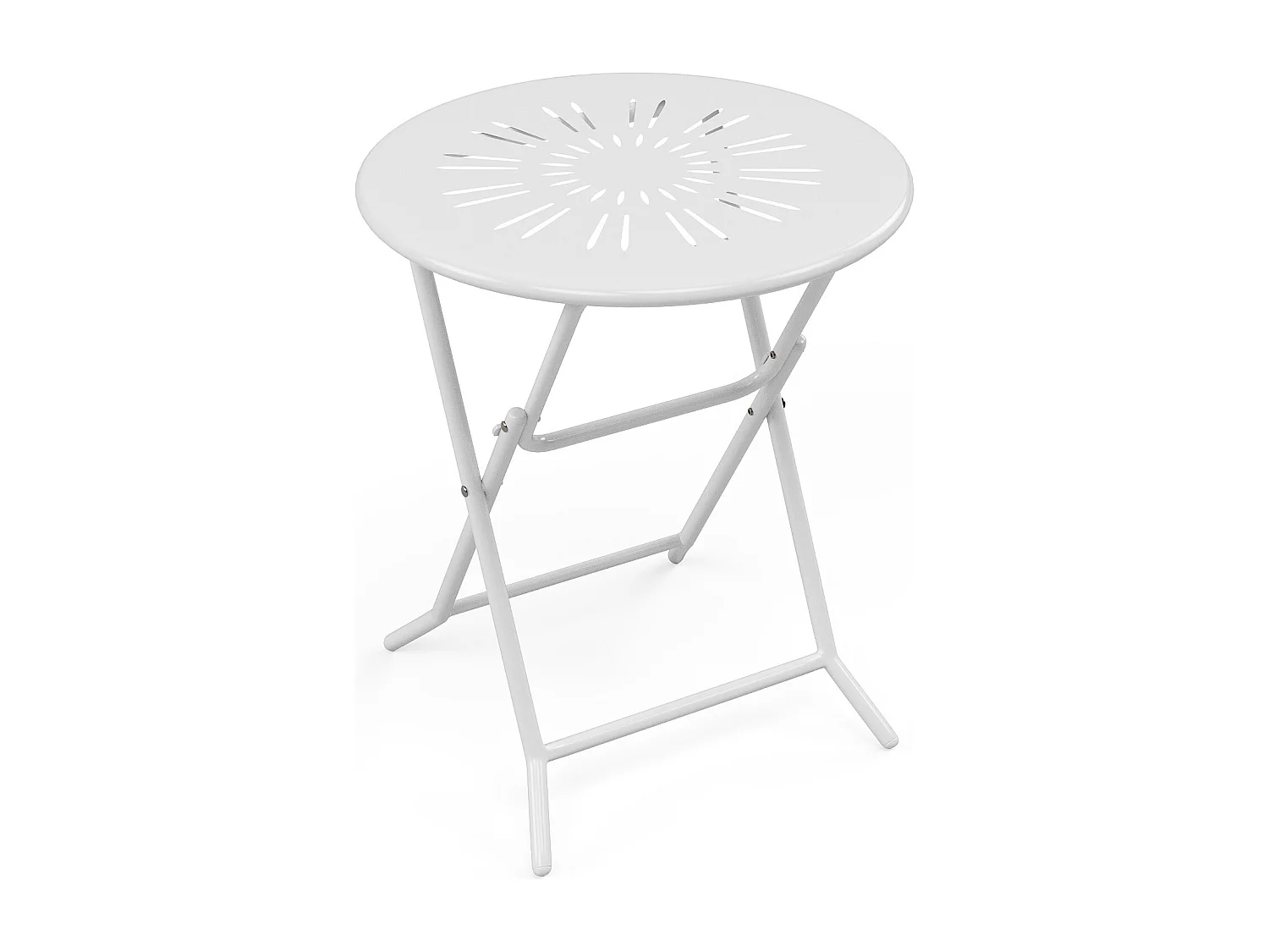 Sala da pranzo da giardino pieghevole in metallo effetto ferro battuto: un tavolo D.60 cm e 2 sedie - Bianco - GUERMANTES di MYLIA