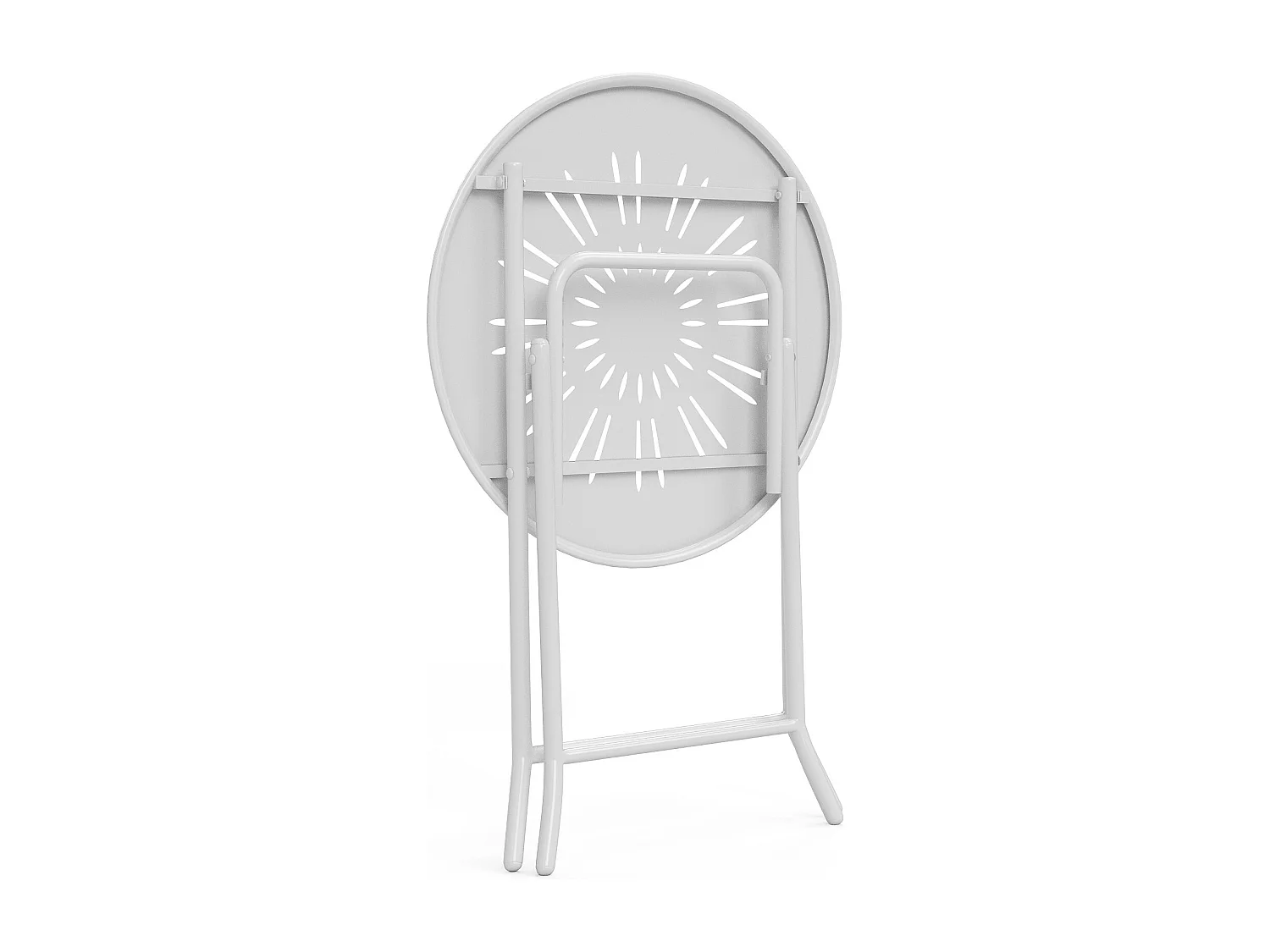 Sala da pranzo da giardino pieghevole in metallo effetto ferro battuto: un tavolo D.60 cm e 2 sedie - Bianco - GUERMANTES di MYLIA