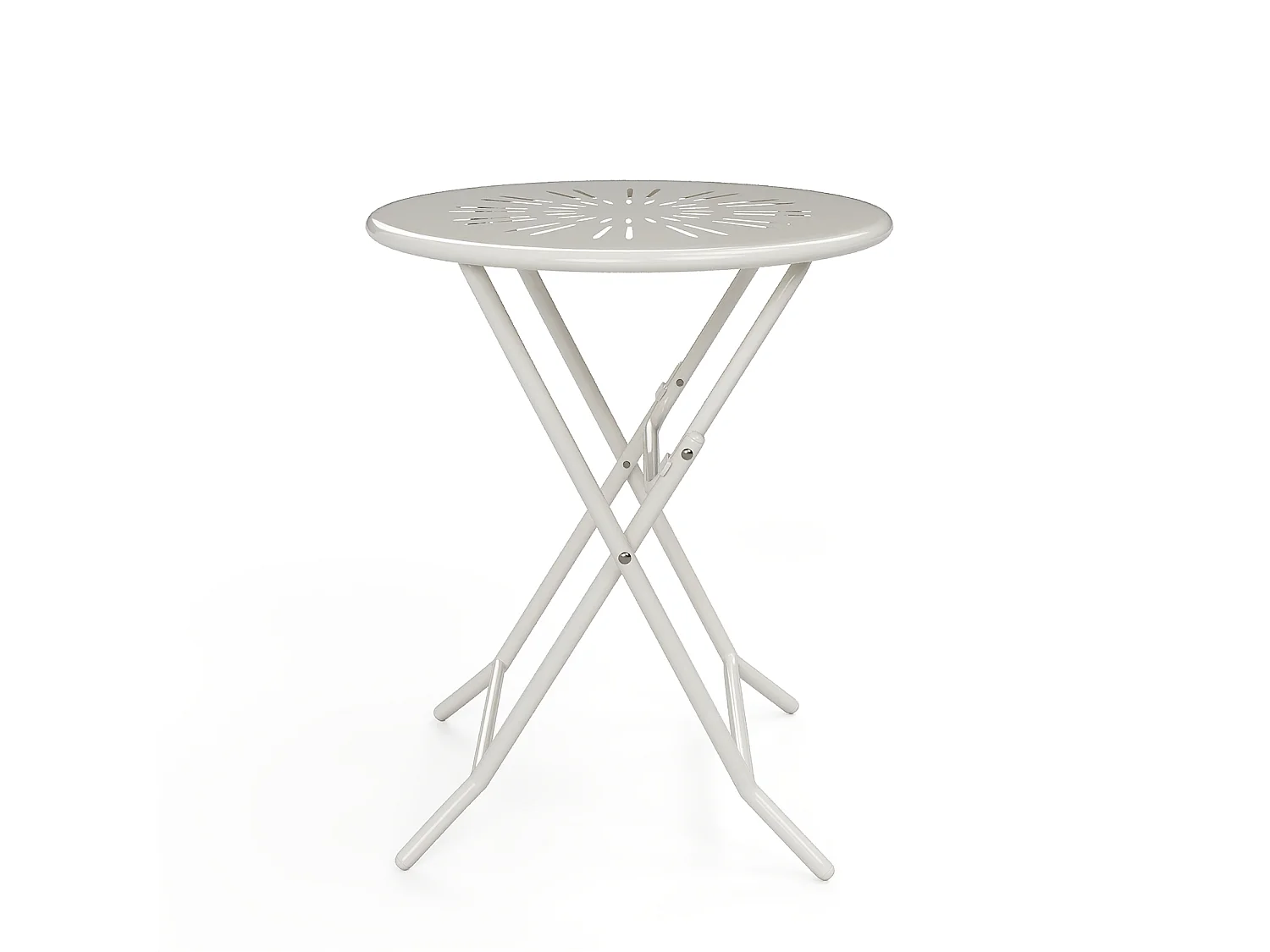 Sala da pranzo da giardino pieghevole in metallo effetto ferro battuto: un tavolo D.60 cm e 2 sedie - Bianco - GUERMANTES di MYLIA