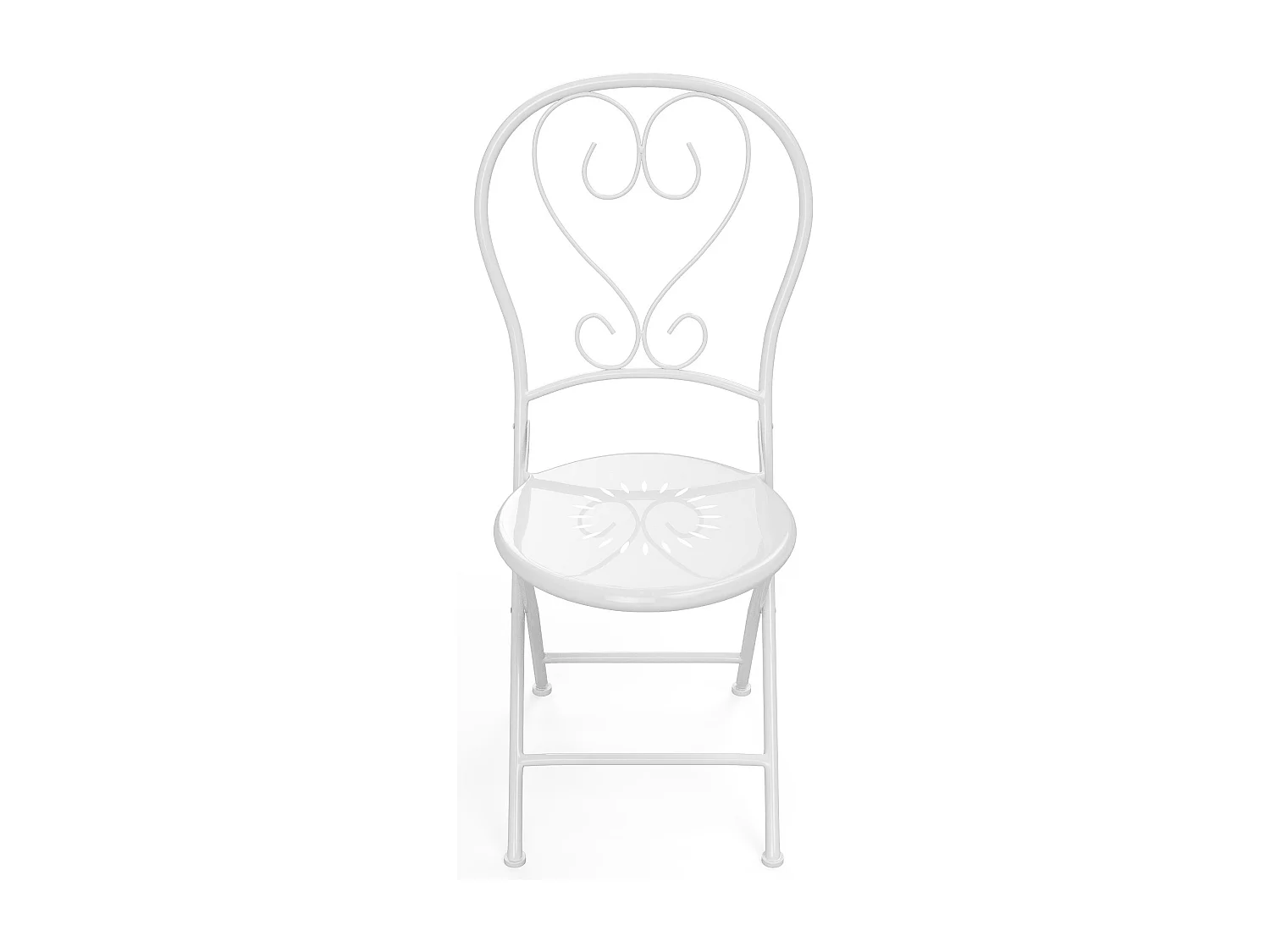 Sala da pranzo da giardino pieghevole in metallo effetto ferro battuto: un tavolo D.60 cm e 2 sedie - Bianco - GUERMANTES di MYLIA