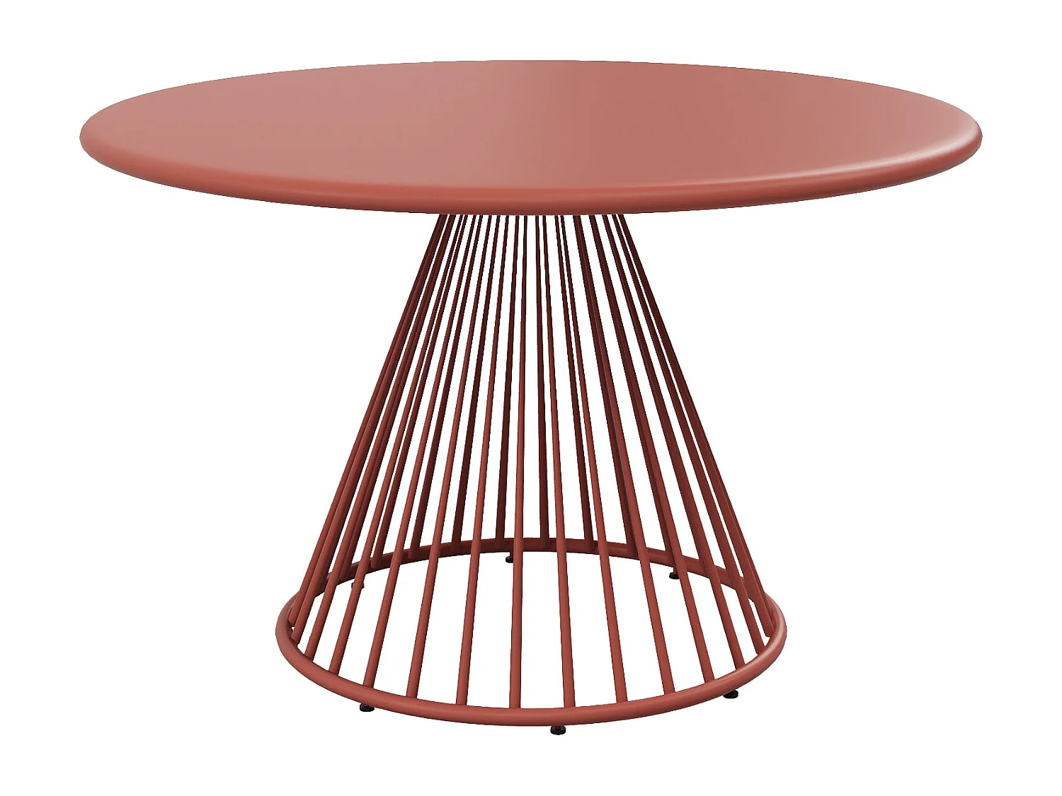 Salle à manger de jardin en métal : la table D.120 cm et 4 fauteuils empilables - Terracotta - BIRMOS de MYLIA