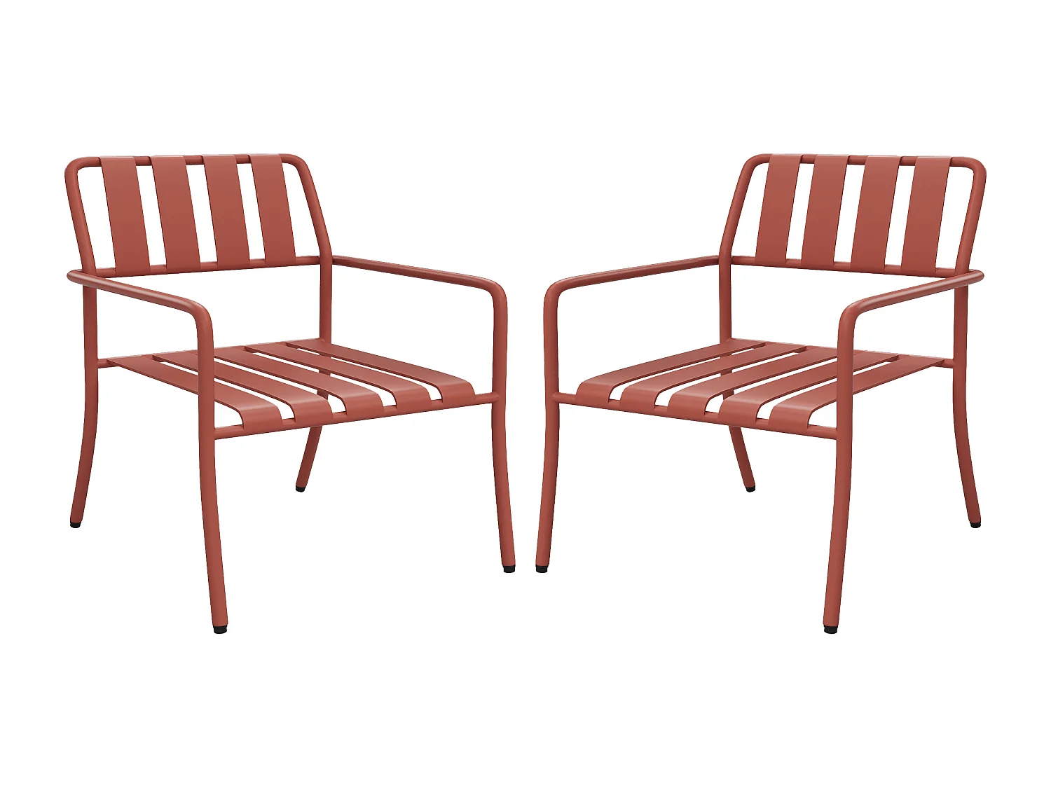 Lot de 2 fauteuils bas de jardin empilables en métal - Terracotta - BIRMOS de MYLIA