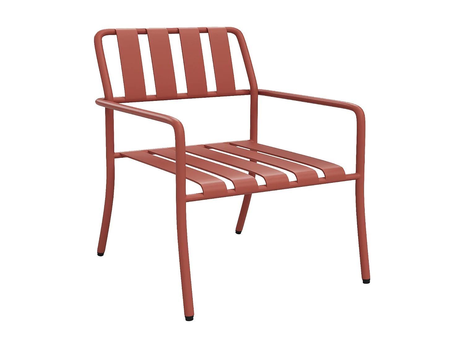 Salon de jardin en métal : un banc, 2 fauteuils bas et une table basse - Terracotta - BIRMOS de MYLIA