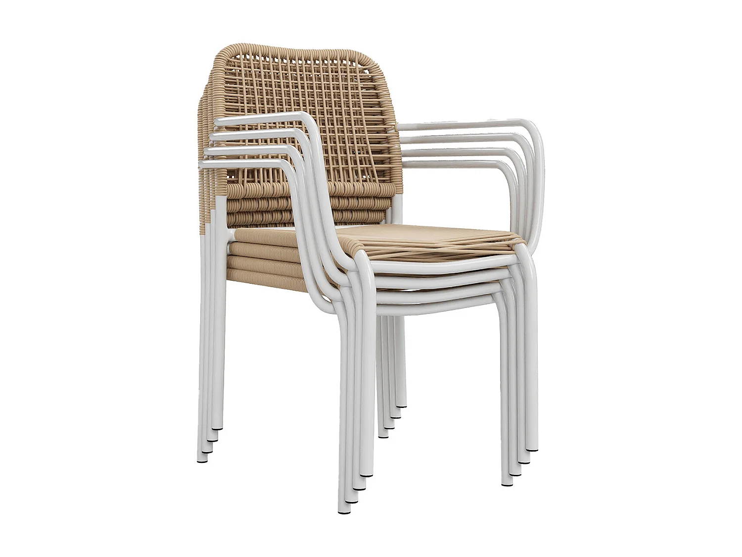 Poltrona da giardino impilabile in metallo e resina intrecciata - Beige - Lotto di 2 - NIOU di MYLIA