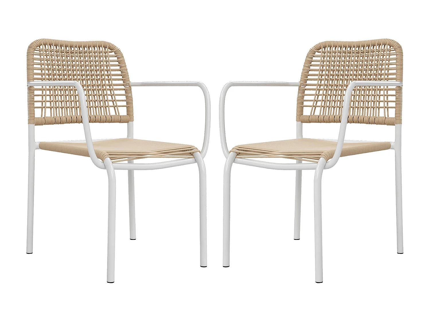 Poltrona da giardino impilabile in metallo e resina intrecciata - Beige - Lotto di 2 - NIOU di MYLIA