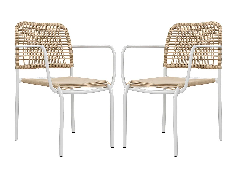Poltrona da giardino impilabile in metallo e resina intrecciata - Beige - Lotto di 2 - NIOU di MYLIA