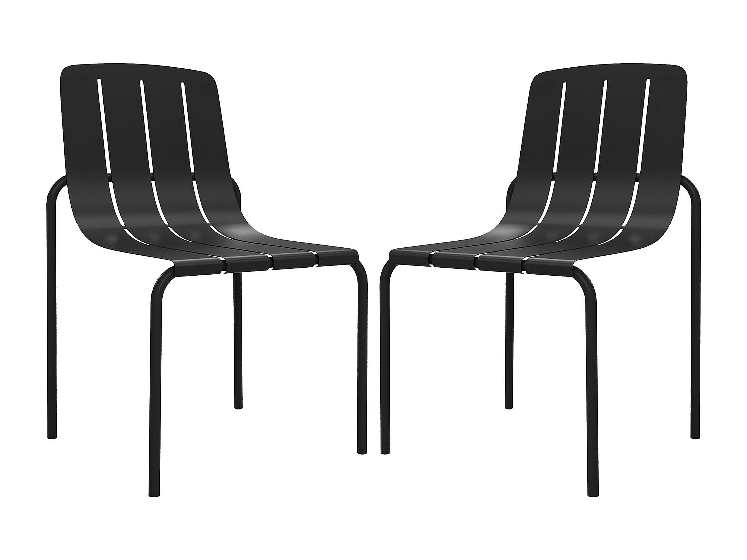 Set aus 2 stapelbaren Gartenstühlen aus Metall – Schwarz – BALVORA von MYLIA