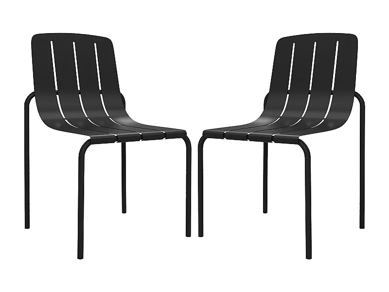 Sedia da giardino impilabile in metallo - Nero - Lotto di 2 - BALVORA di MYLIA