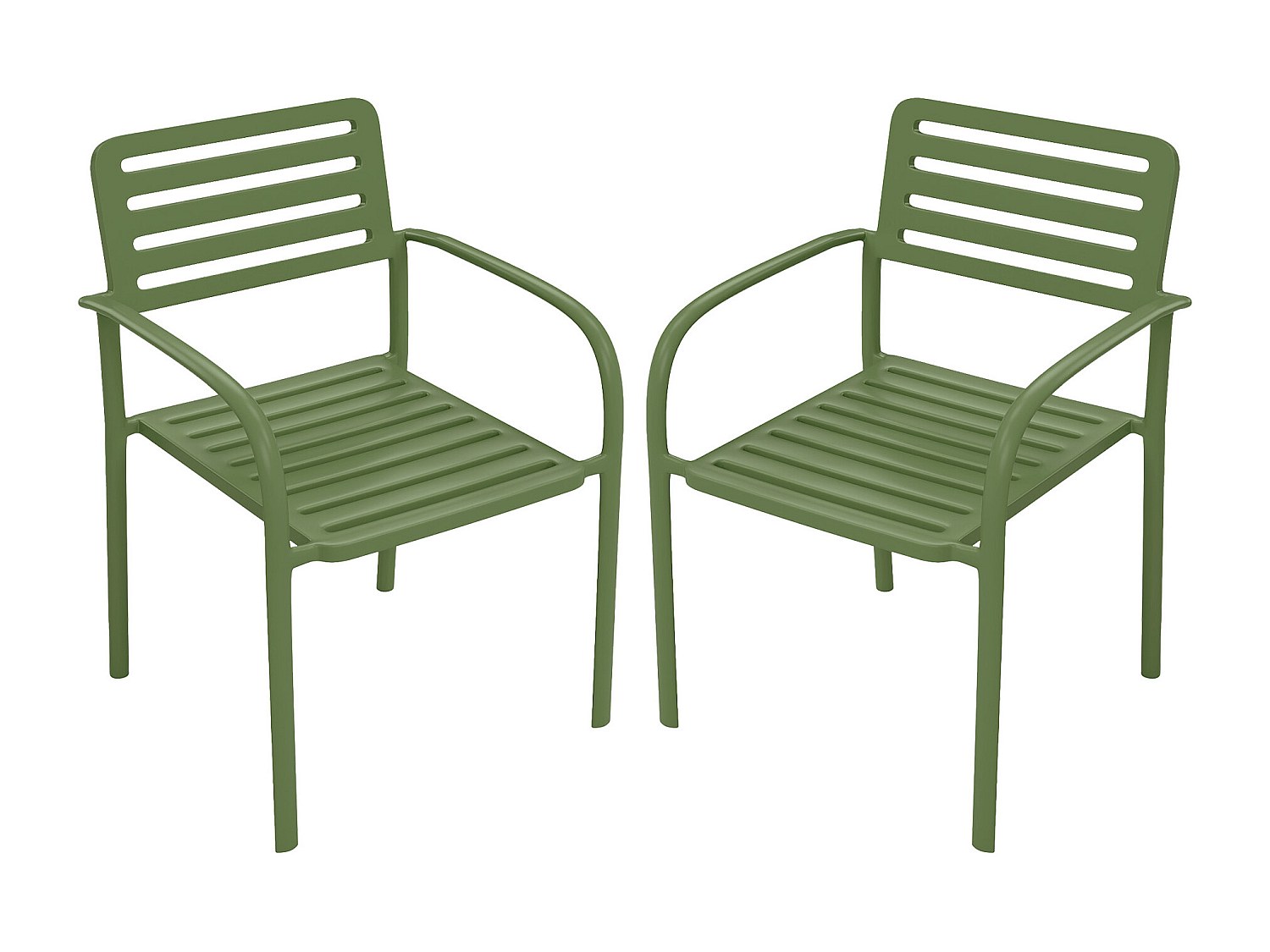 Vente-unique 2er-Set Gartensessel Stapelbar Aus Metall – Grün – Nily Von Mylia