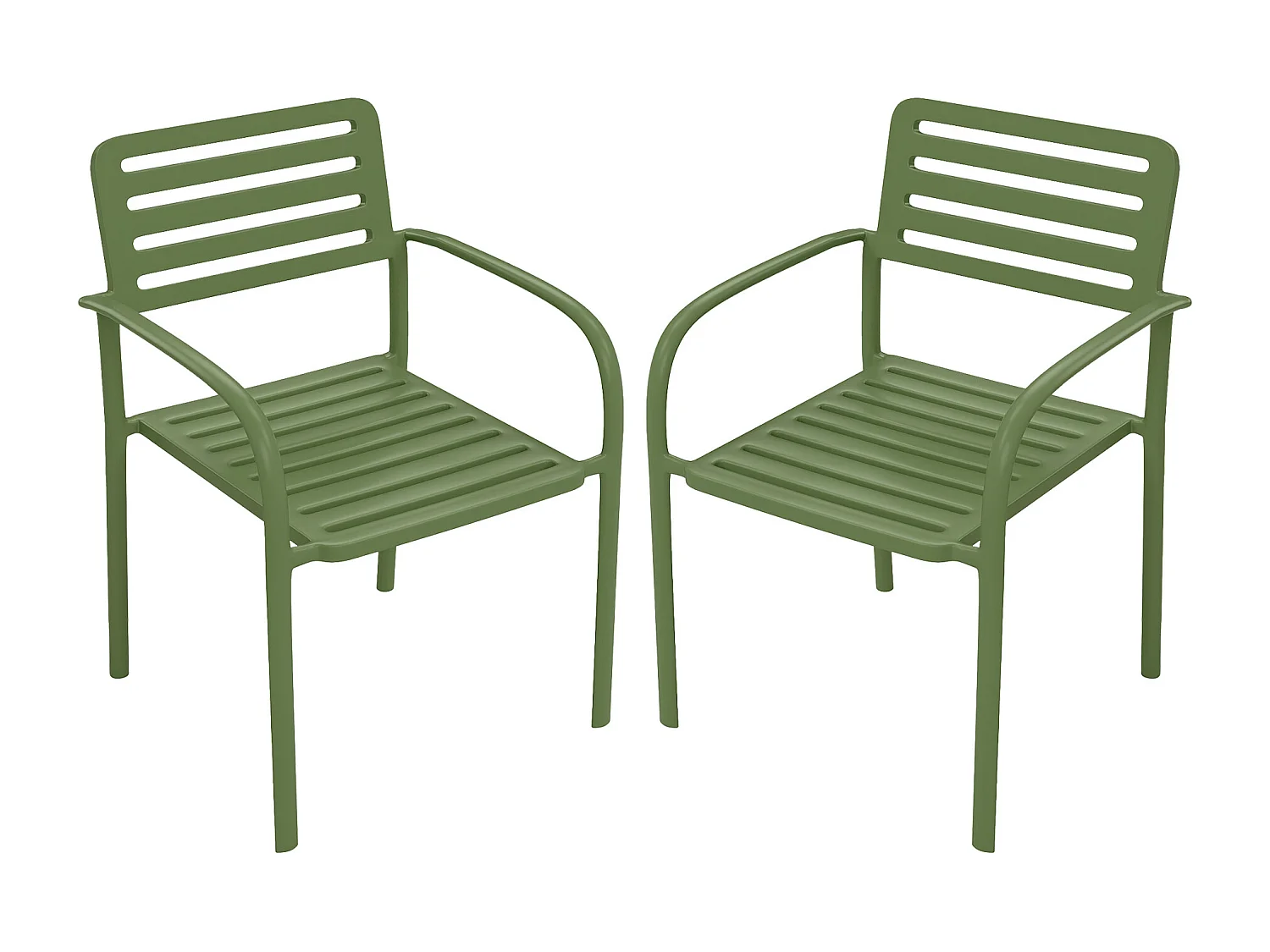 2er-Set Gartensessel stapelbar aus Metall – Grün – NILY von MYLIA