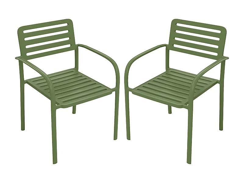 2er-Set Gartensessel stapelbar aus Metall – Grün – NILY von MYLIA