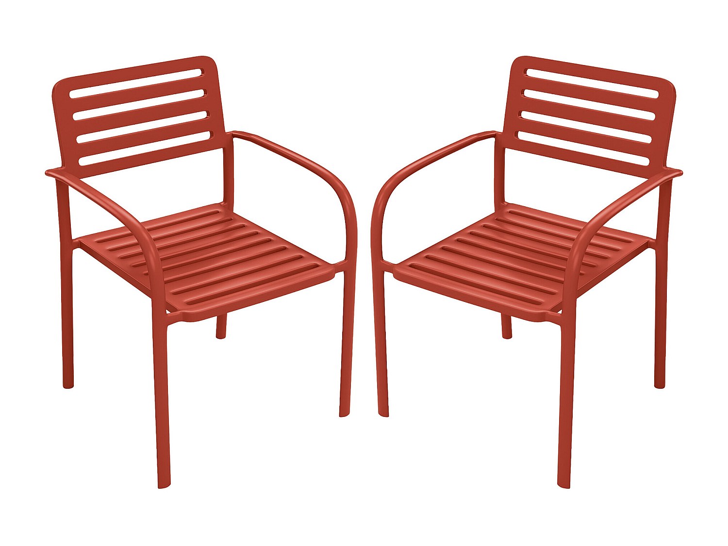 Vente-unique 2er-Set Gartensessel Stapelbar Aus Metall – Terracotta – Nily Von Mylia