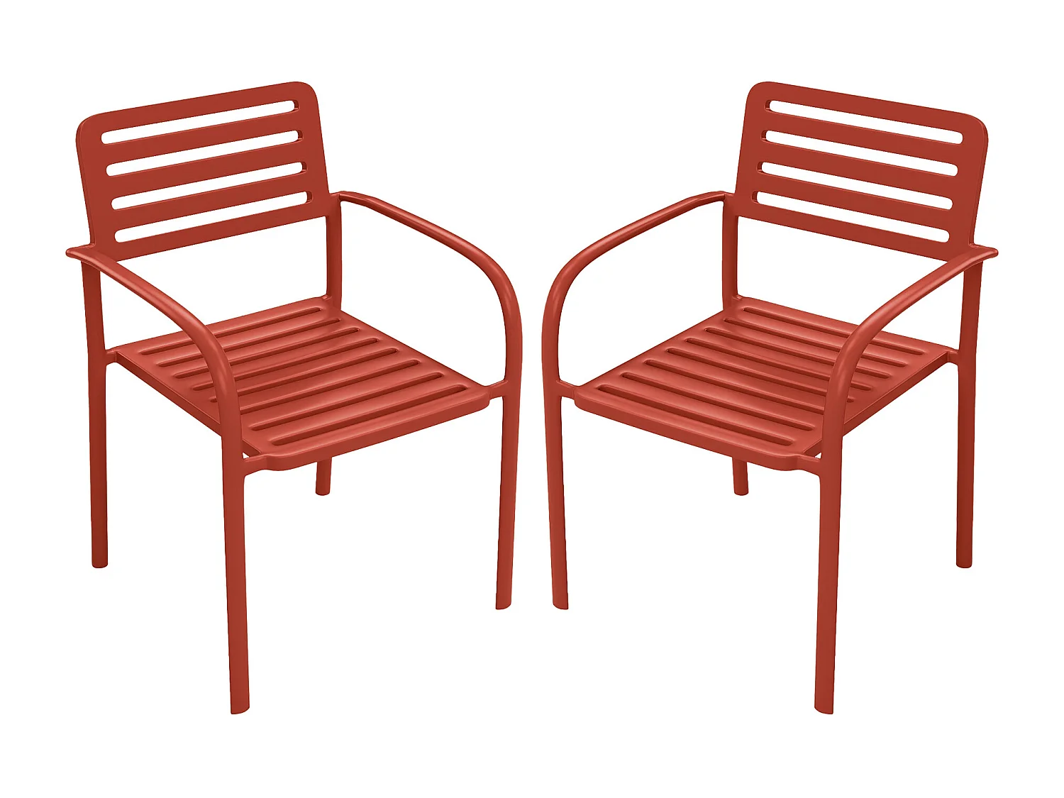 2er-Set Gartensessel stapelbar aus Metall – Terracotta – NILY von MYLIA