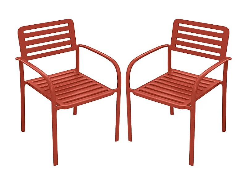 2er-Set Gartensessel stapelbar aus Metall – Terracotta – NILY von MYLIA