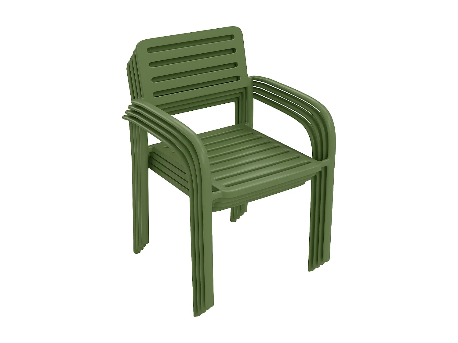 Salle à manger de jardin en métal : une table D.60 cm et 2 fauteuils empilables - Vert - NILY de MYLIA