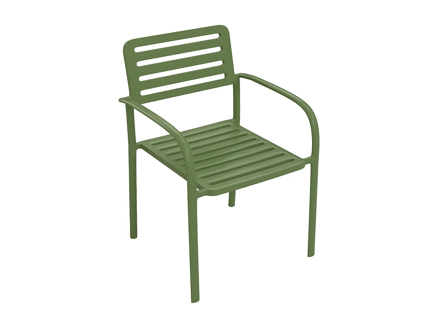 Salle à manger de jardin en métal : une table D.60 cm et 2 fauteuils empilables - Vert - NILY de MYLIA