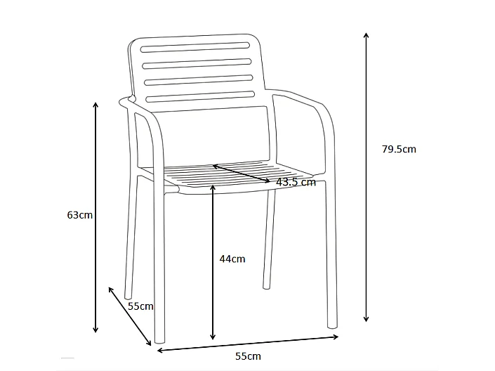 Salle à manger de jardin en métal : une table D.60 cm et 2 fauteuils empilables - Vert - NILY de MYLIA
