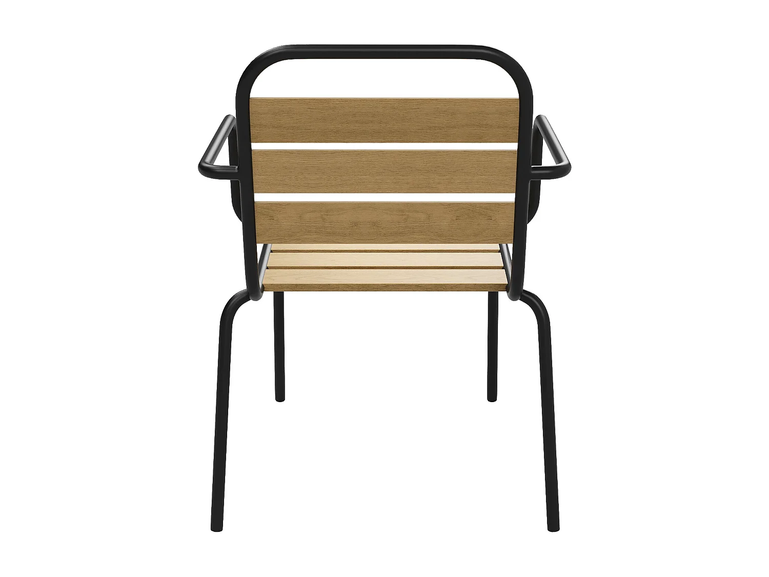 Gartenstuhl 2er-Set stapelbar - Polywood & Metall - Schwarz - LYLIOS de MYLIA