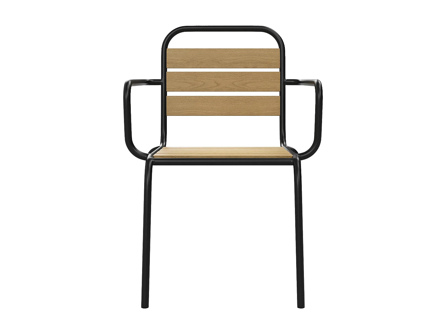 Gartenstuhl 2er-Set stapelbar - Polywood & Metall - Schwarz - LYLIOS de MYLIA